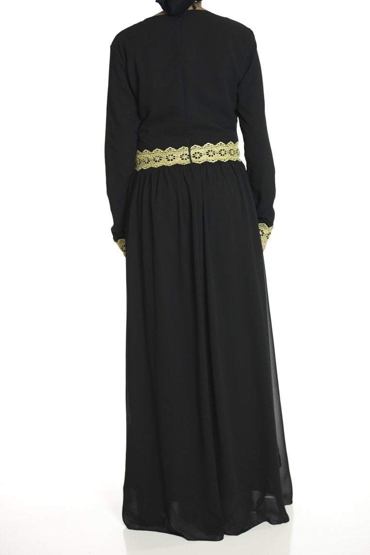 Black Embrosia Trim Dress Kabayare