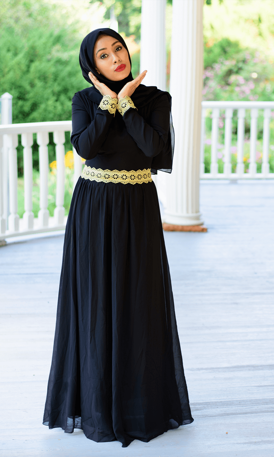 Black Embrosia Trim Dress Kabayare
