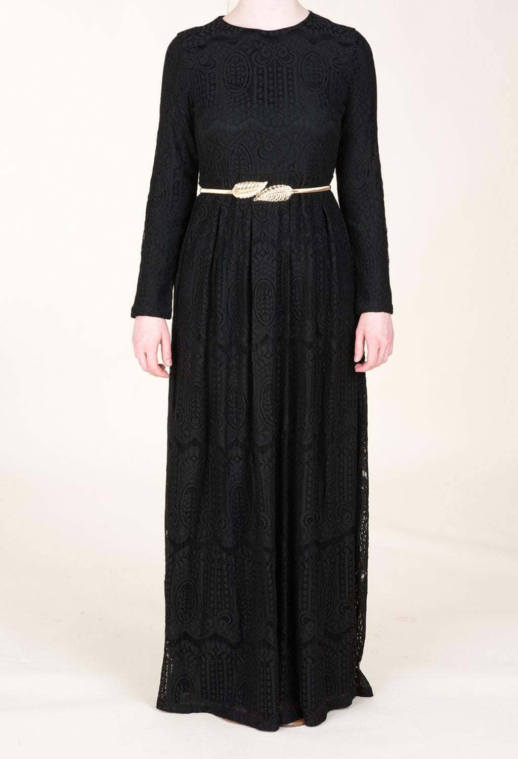 Black Empire Pattern Lace Dress Kabayare