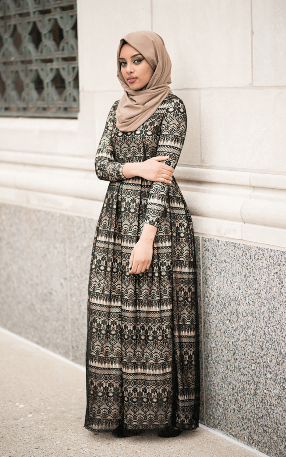 Black Eyelash Pattern Lace Dress Kabayare