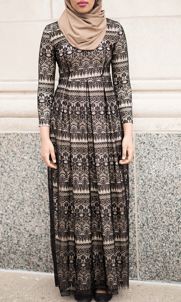 Black Eyelash Pattern Lace Dress Kabayare