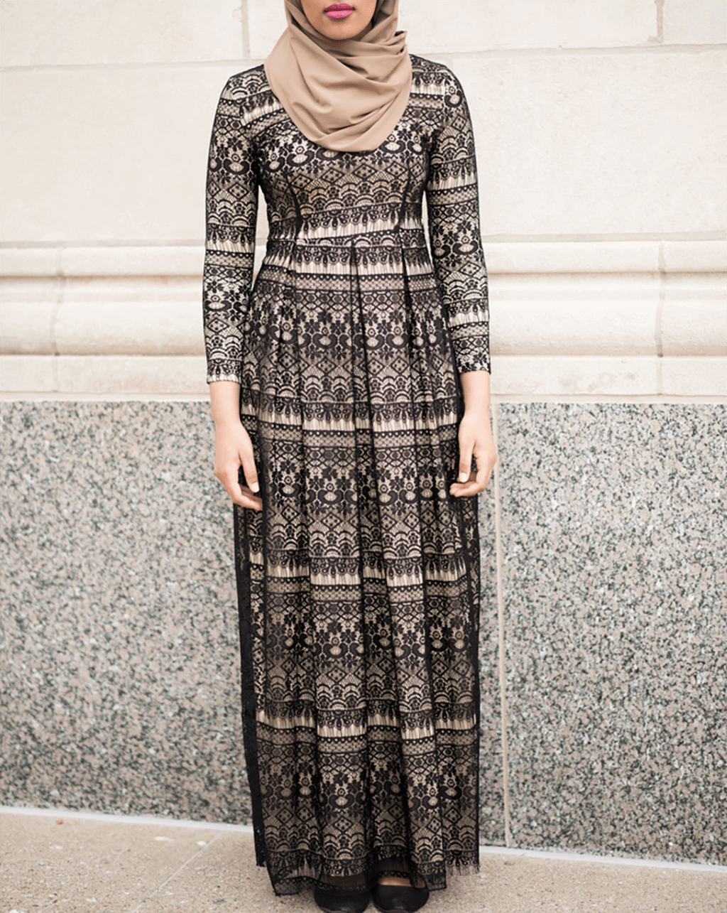 Black Eyelash Pattern Lace Dress Kabayare