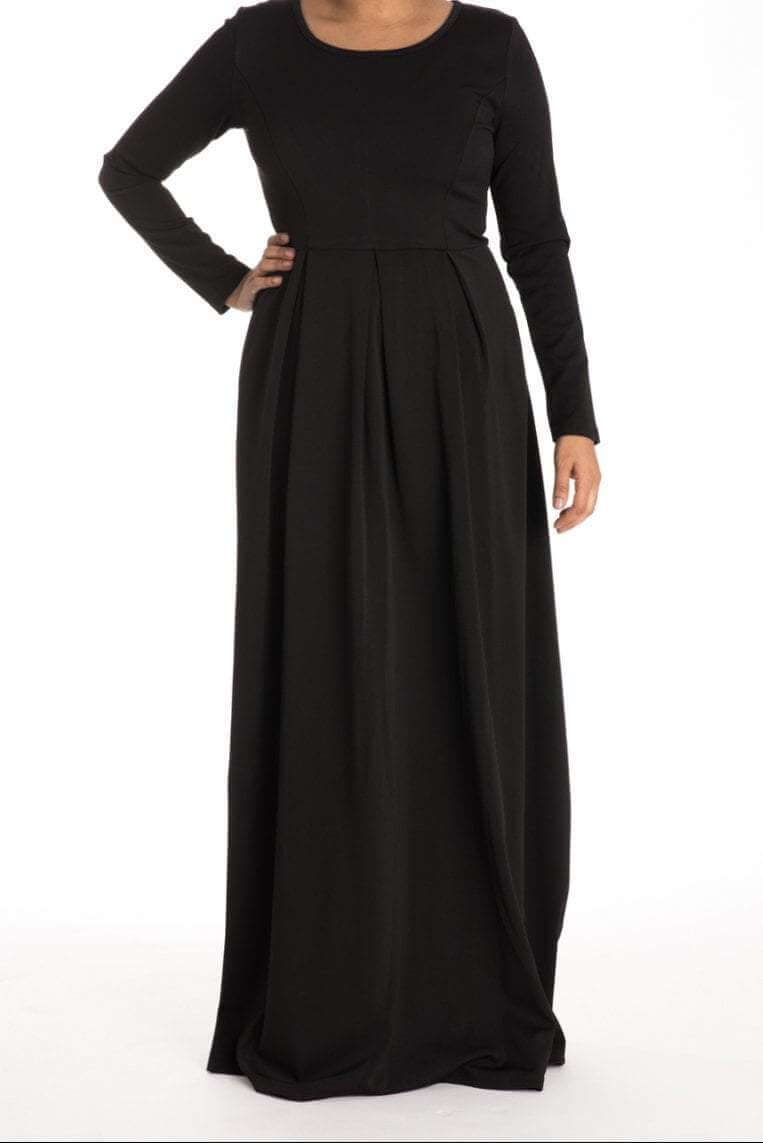 Black FLARE PLEATS DRESS Kabayare