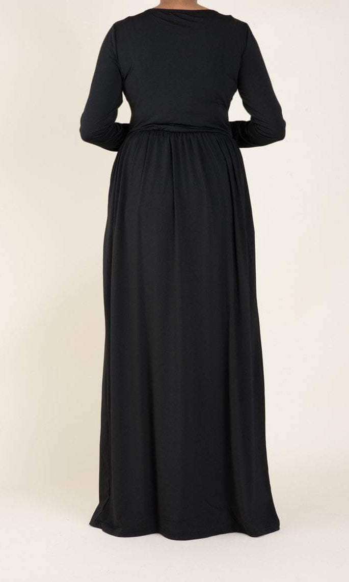 Black Floral Embroidery Dress Kabayare