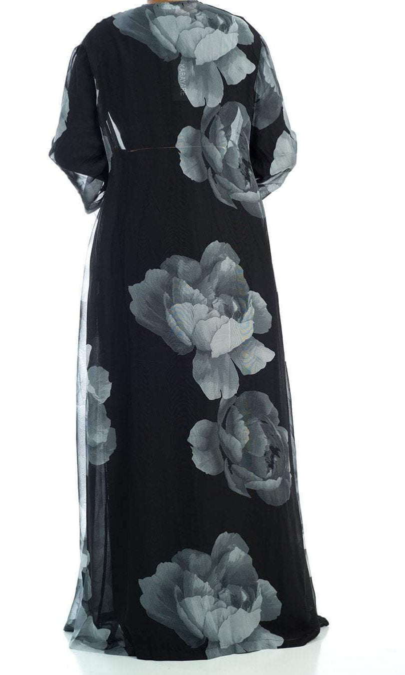 Black floral Maxi Cardigan Kabayare