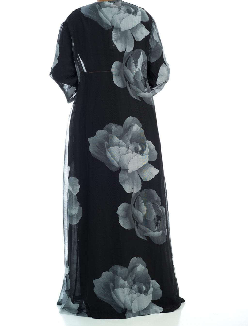 Black floral Maxi Cardigan Kabayare