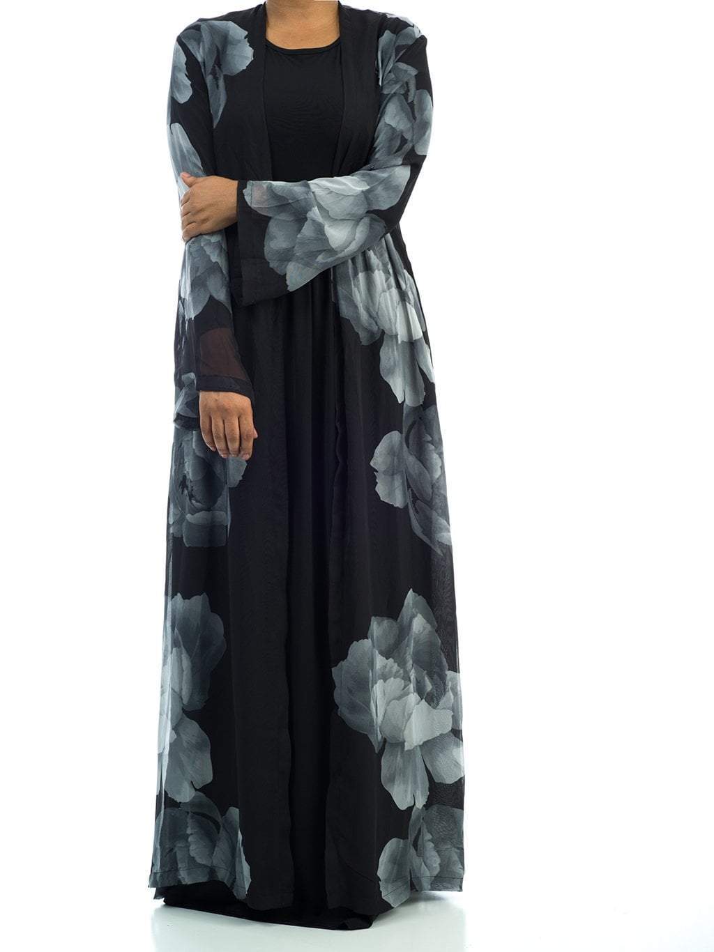 Black floral Maxi Cardigan Kabayare