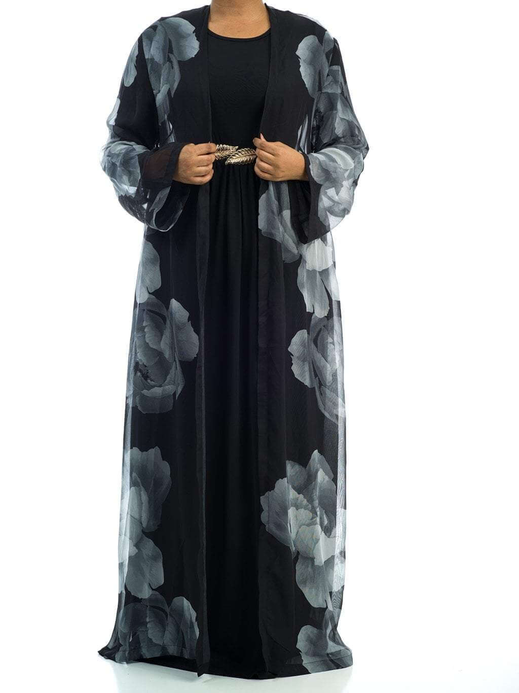 Black floral Maxi Cardigan Kabayare