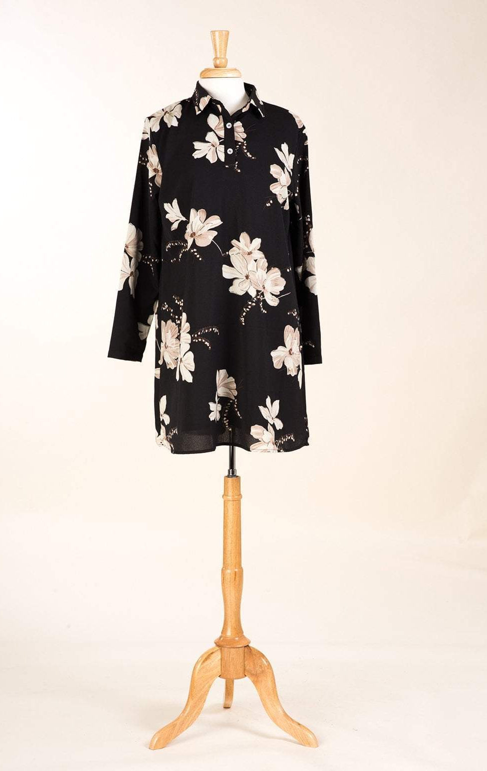 Black Floral Tunic Modest top Kabayare