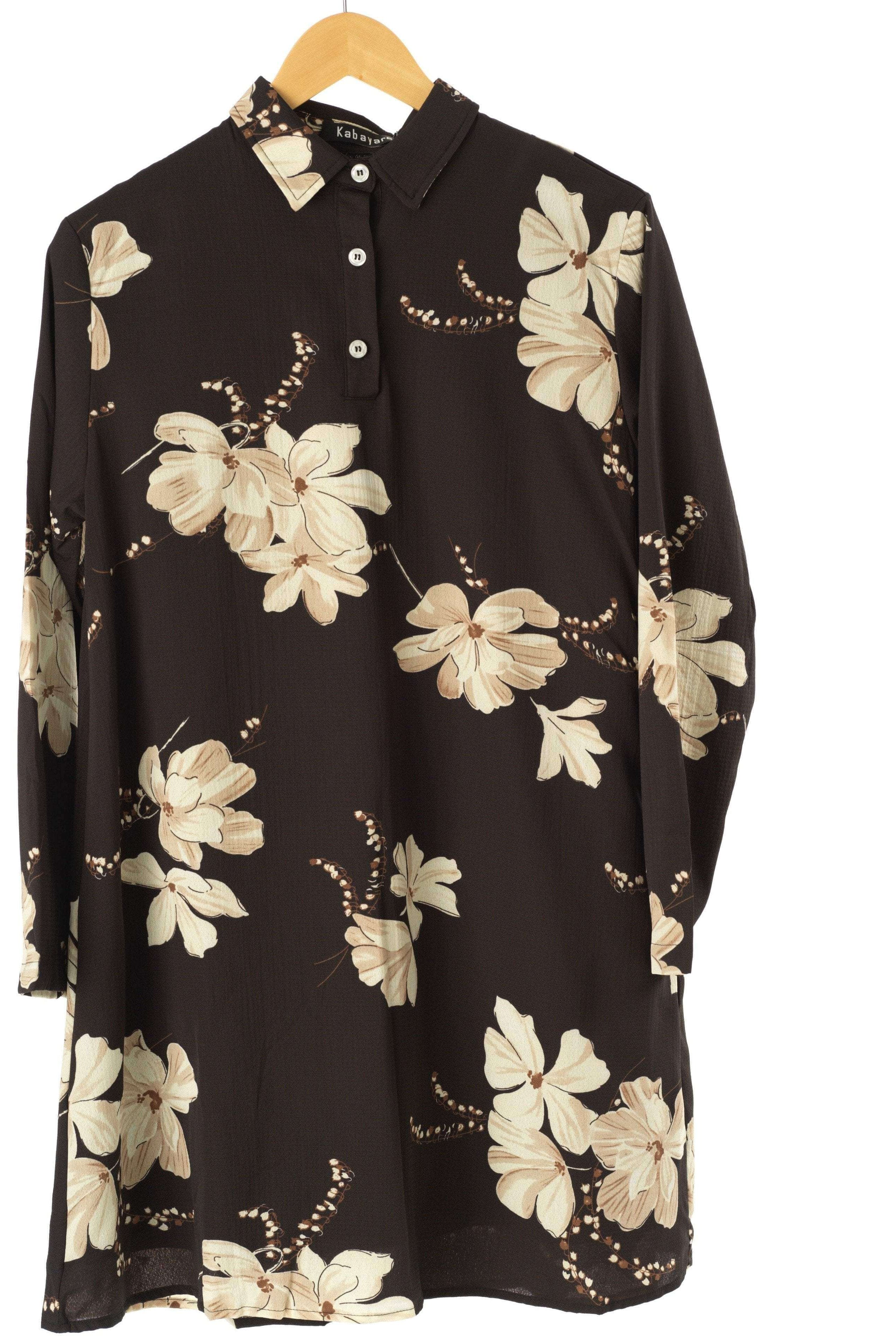 Black Floral Tunic Modest top Kabayare
