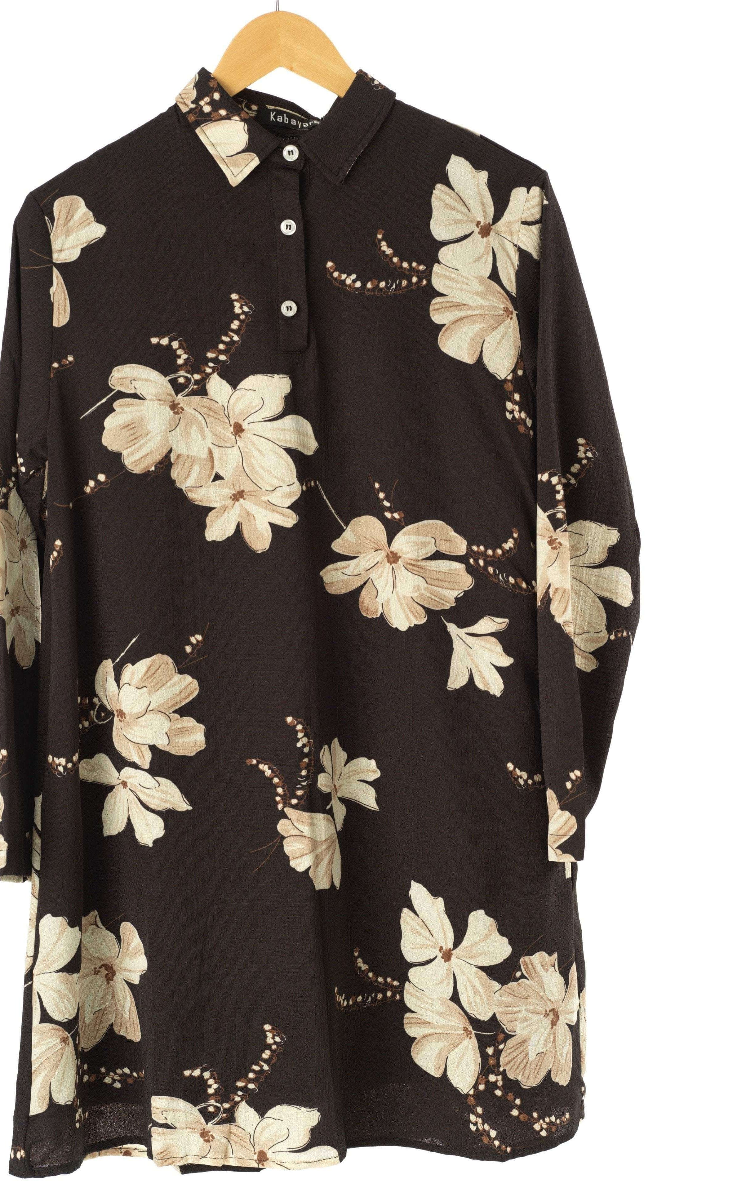 Black Floral Tunic Modest top Kabayare