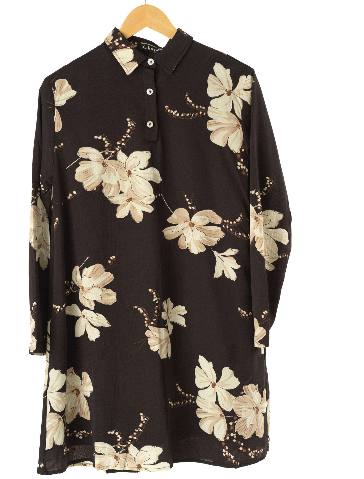 Black Floral Tunic Modest top Kabayare