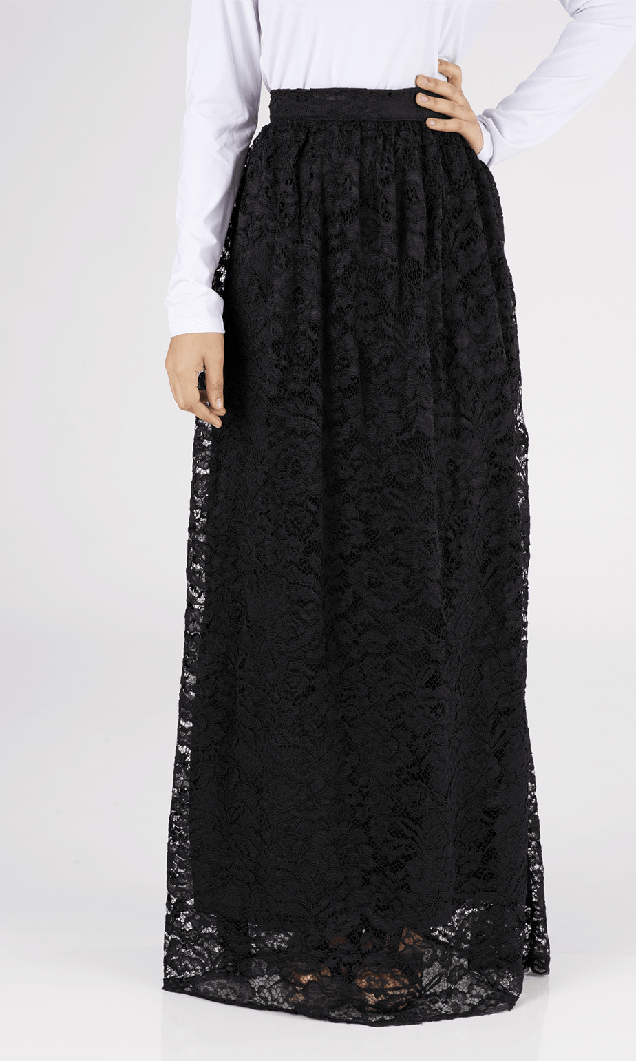 Black Garden Lace Maxi Skirt Kabayare