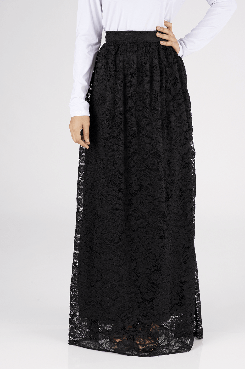 Black Garden Lace Maxi Skirt Kabayare