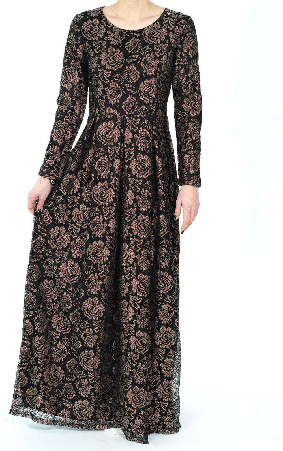 Black GOLDEN FLORAL LACE DRESS 2 Kabayare