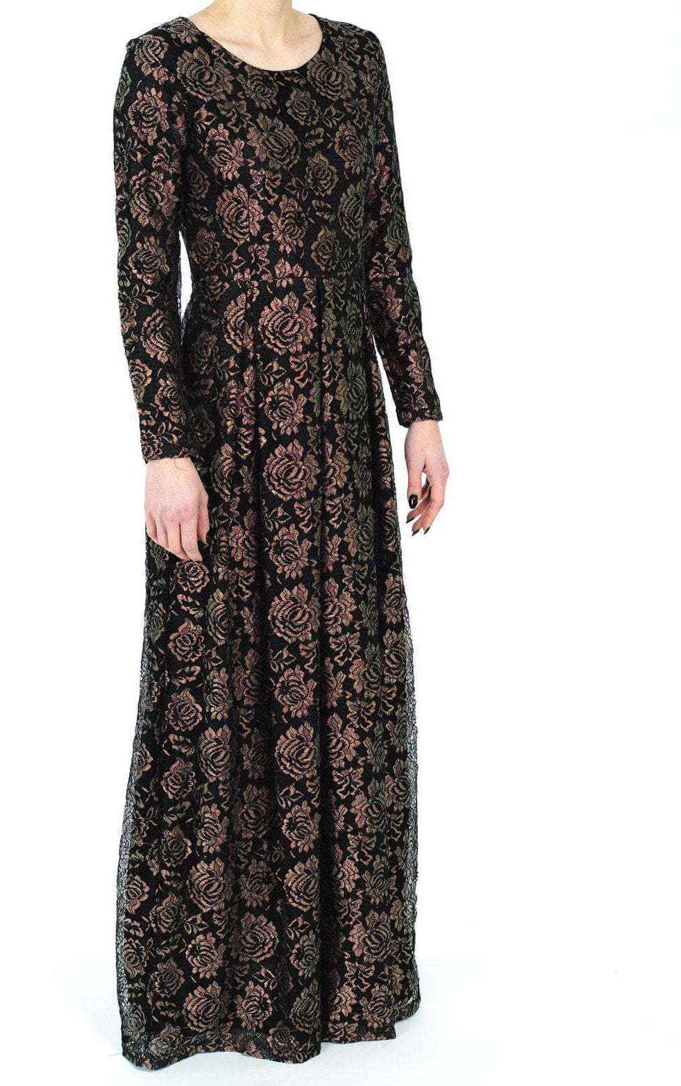 Black GOLDEN FLORAL LACE DRESS 2 Kabayare