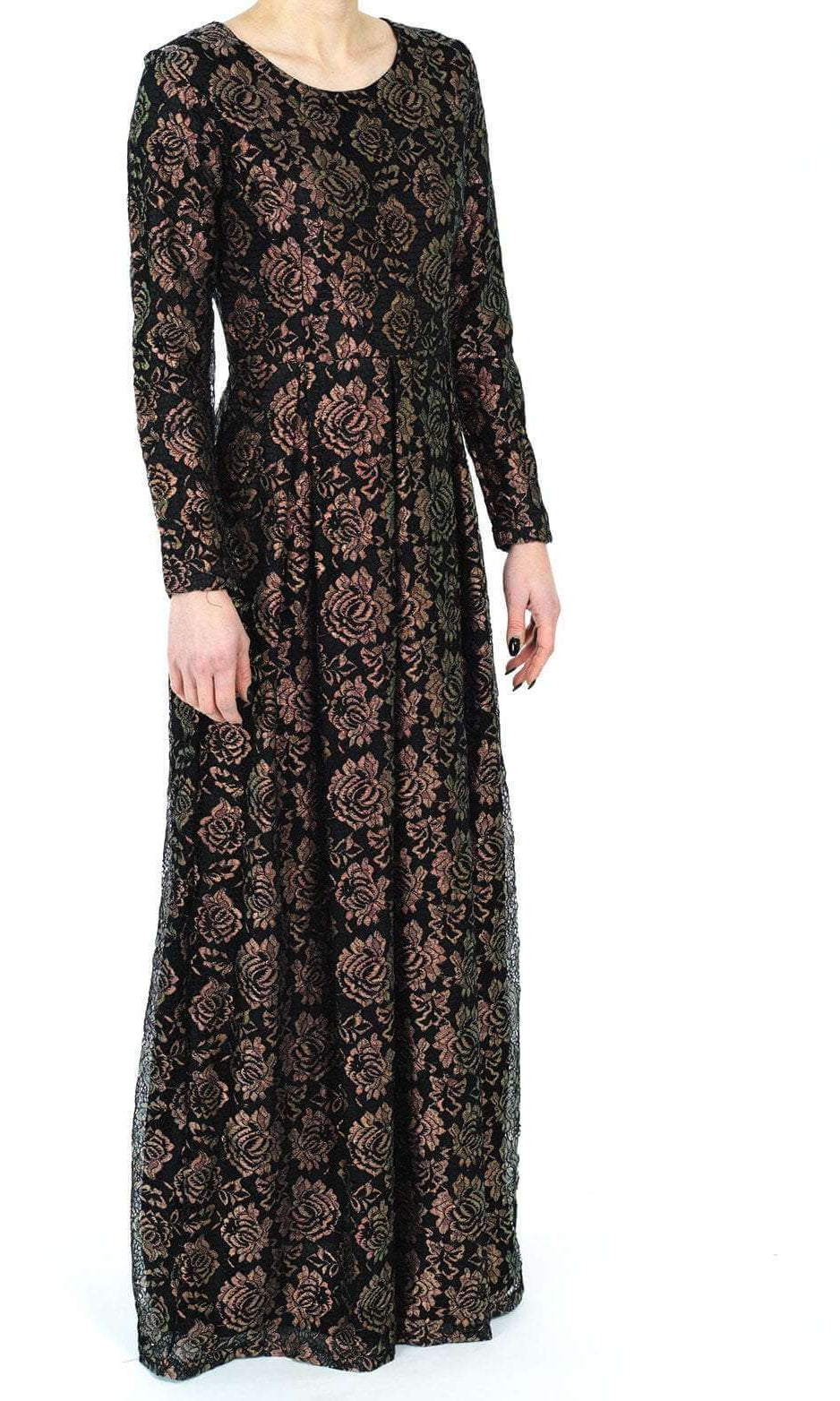Black GOLDEN FLORAL LACE DRESS 2 Kabayare