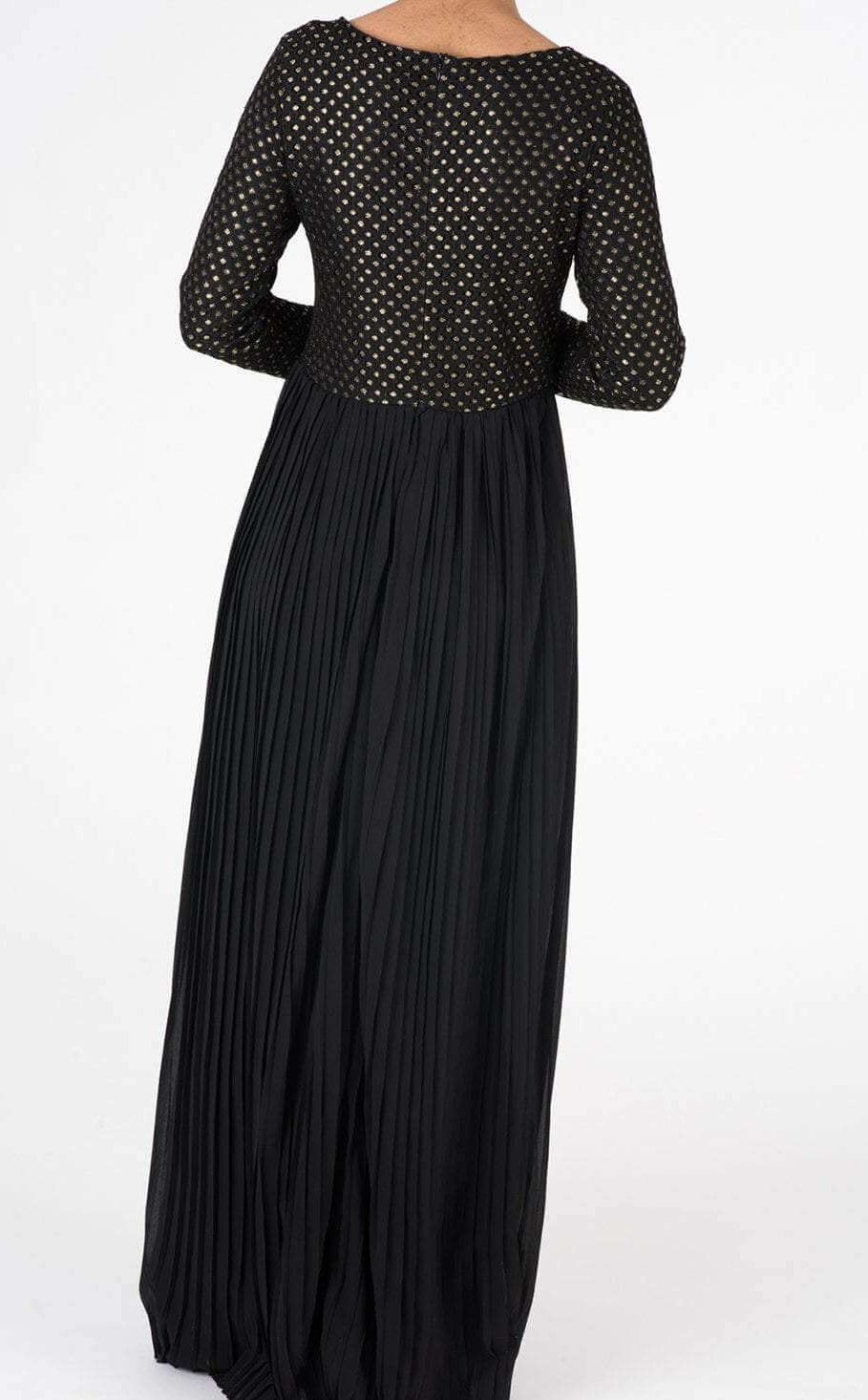 Black Golden Pleated Maxi Dress Kabayare