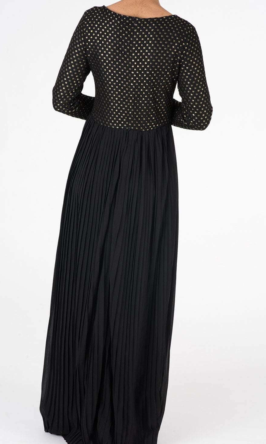 Black Golden Pleated Maxi Dress Kabayare