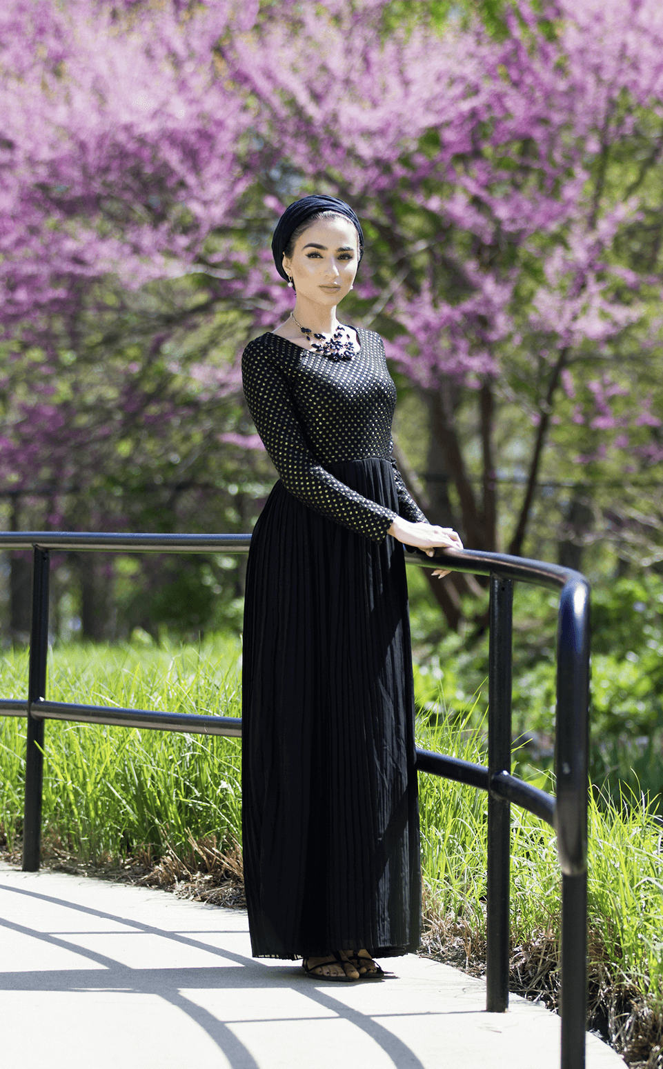 Black Golden Pleated Maxi Dress Kabayare