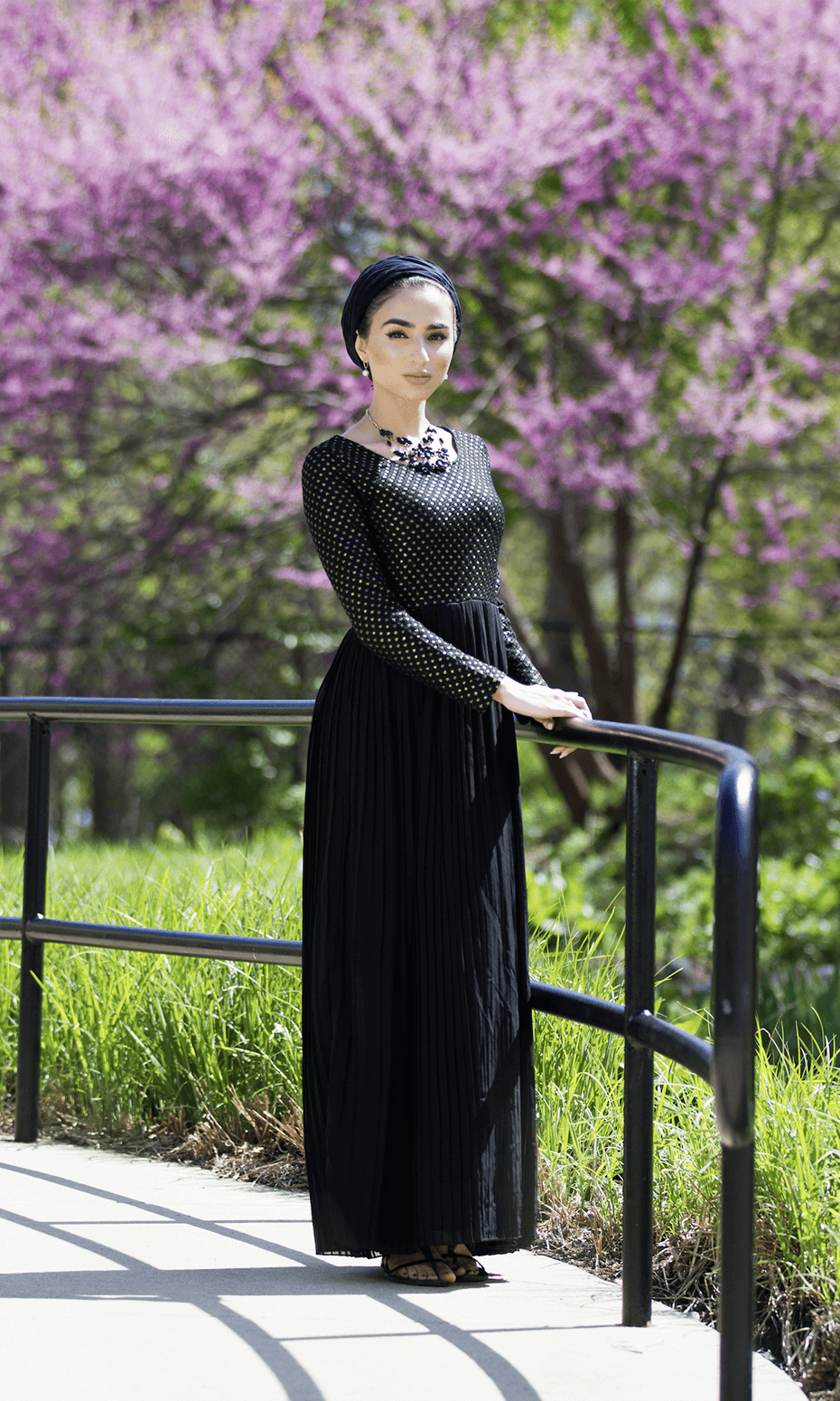 Black Golden Pleated Maxi Dress Kabayare