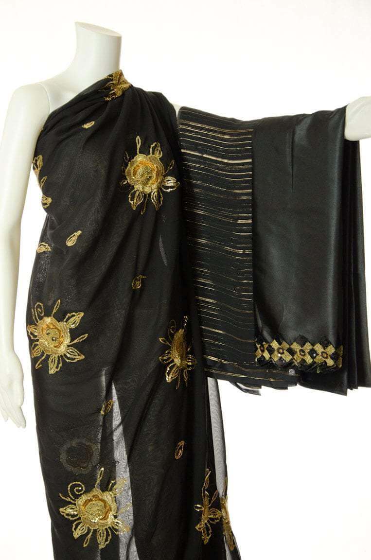 Black Golden Saree Dirac Kabayare