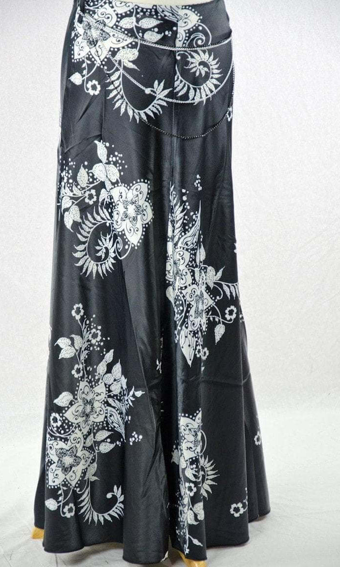 Black Henna floral Silk Skirt Kabayare