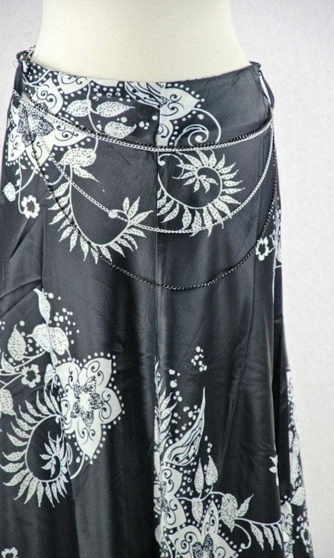 Black Henna floral Silk Skirt Kabayare