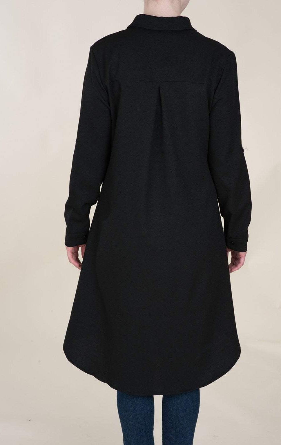Black High Low Buttons Shirt Kabayare