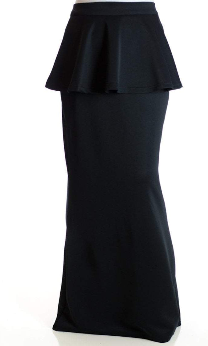 BLACK HIGH-WAISTED BODYCON PEPLUM SKIRT Kabayare