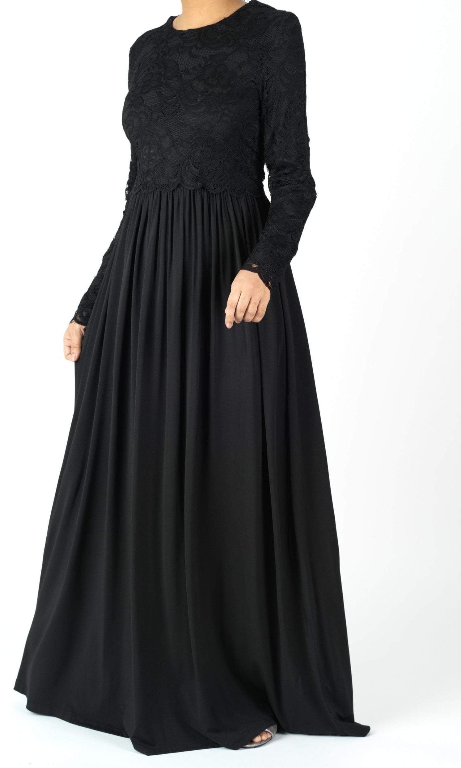 Black LACE CROP TOP Maxi Dress Kabayare