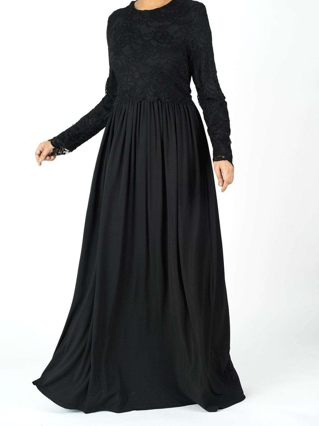Black LACE CROP TOP Maxi Dress Kabayare