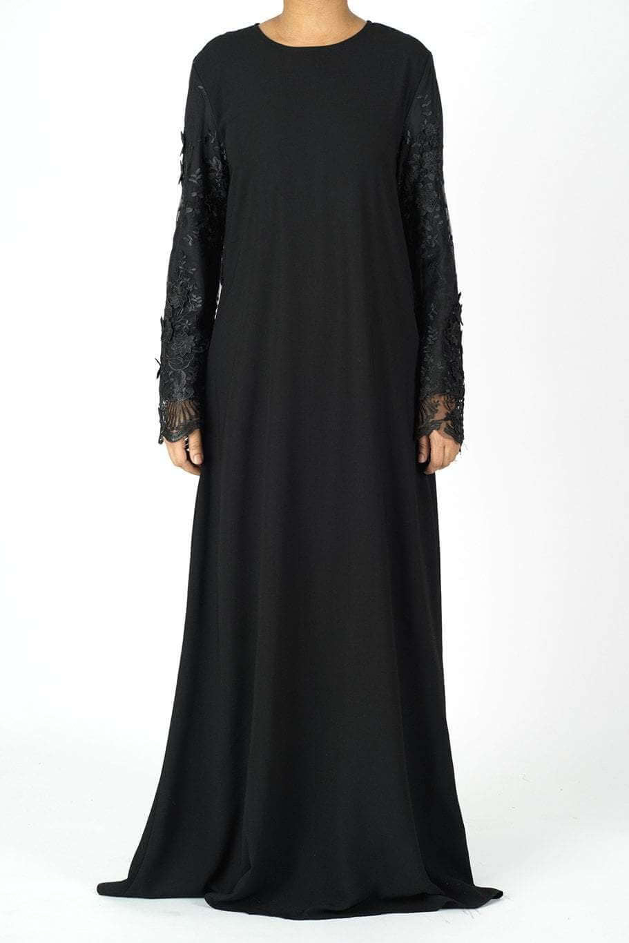 Black lace drops sleeve abaya Kabayare