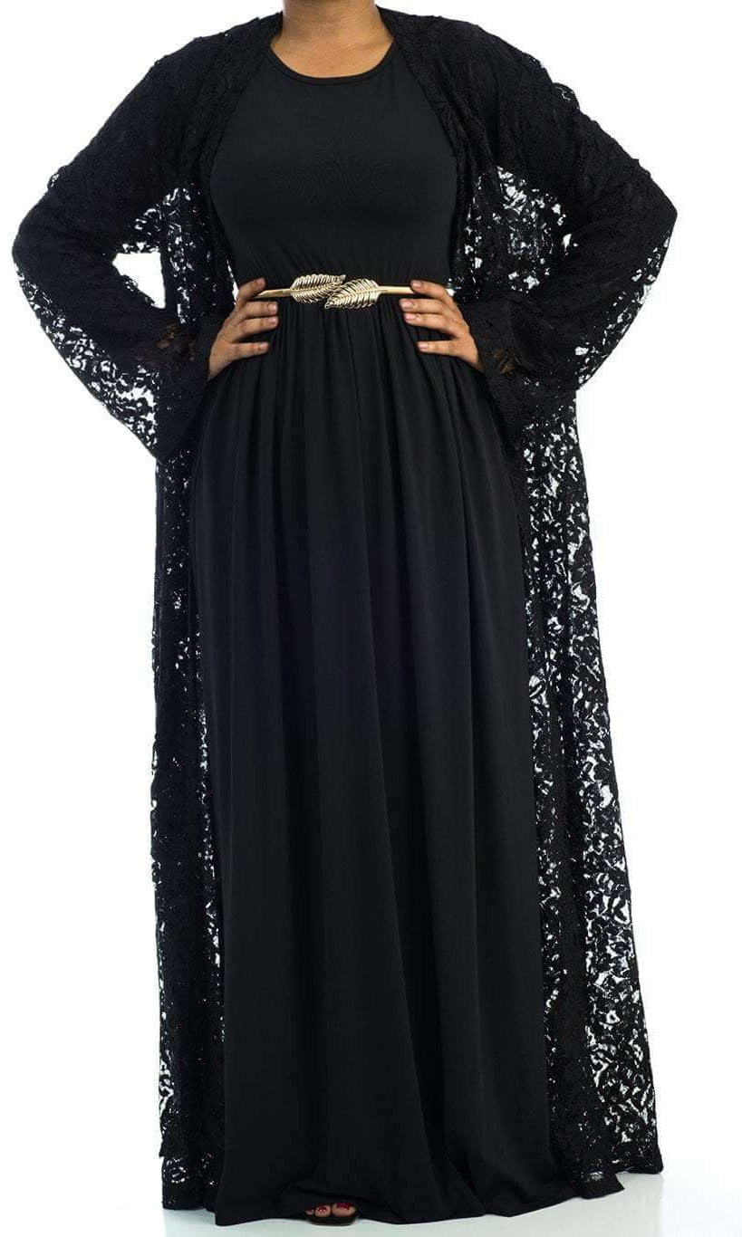Black Lace Maxi Cardigan 2 Kabayare