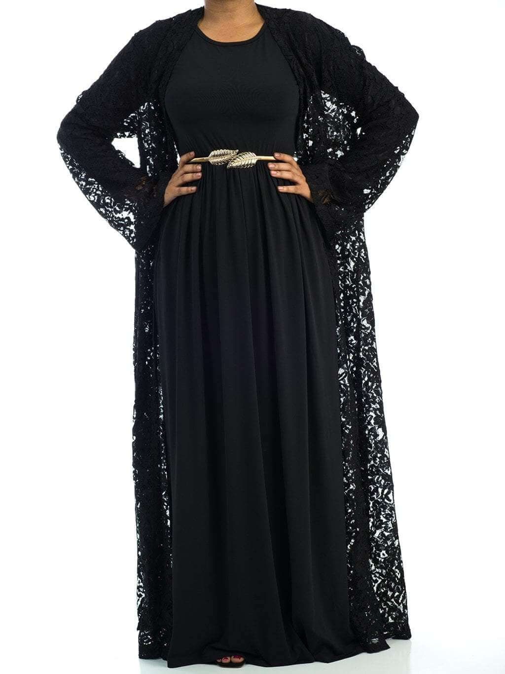 Black Lace Maxi Cardigan 2 Kabayare