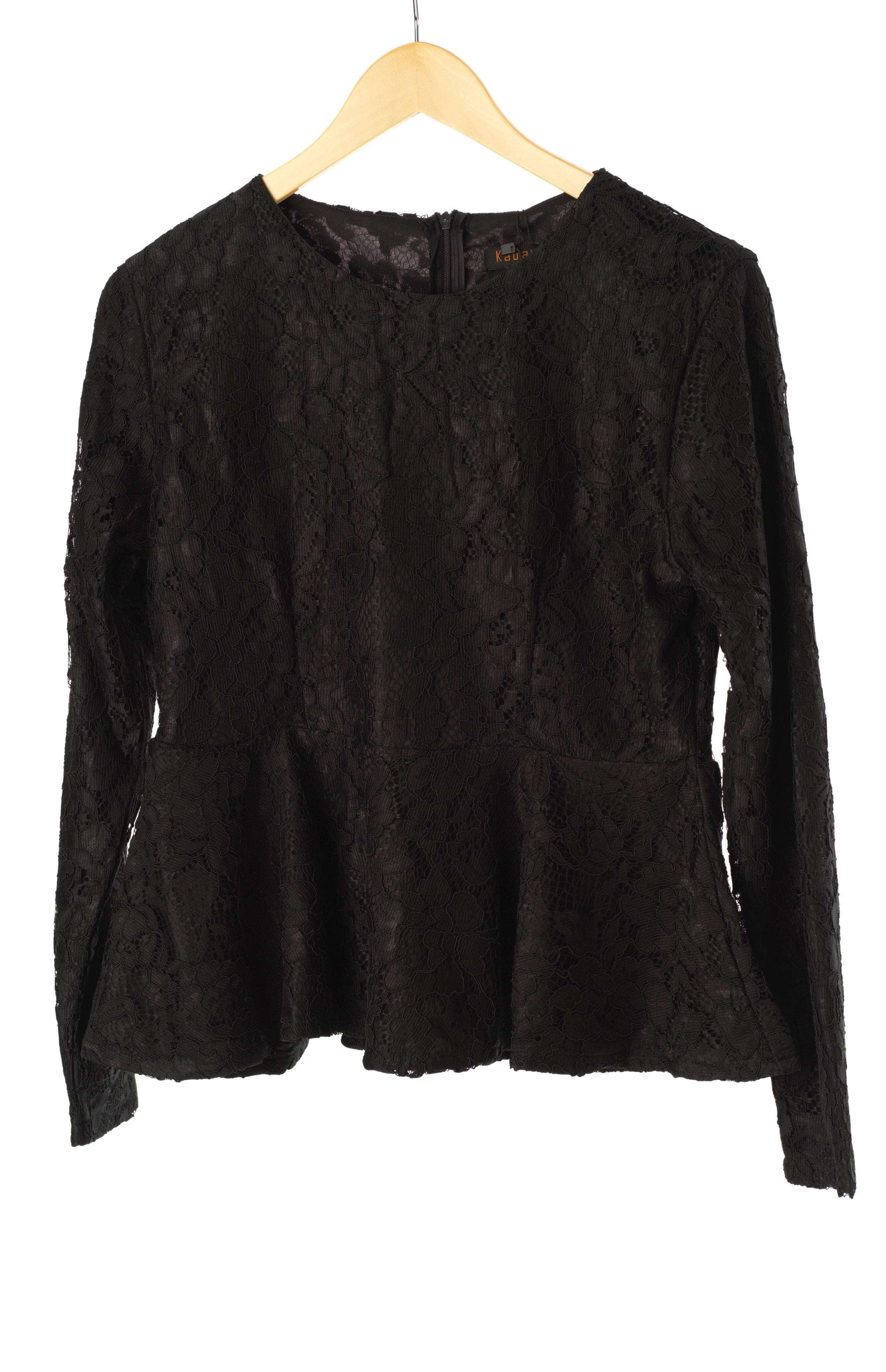 Black Lace Peplum Top Kabayare