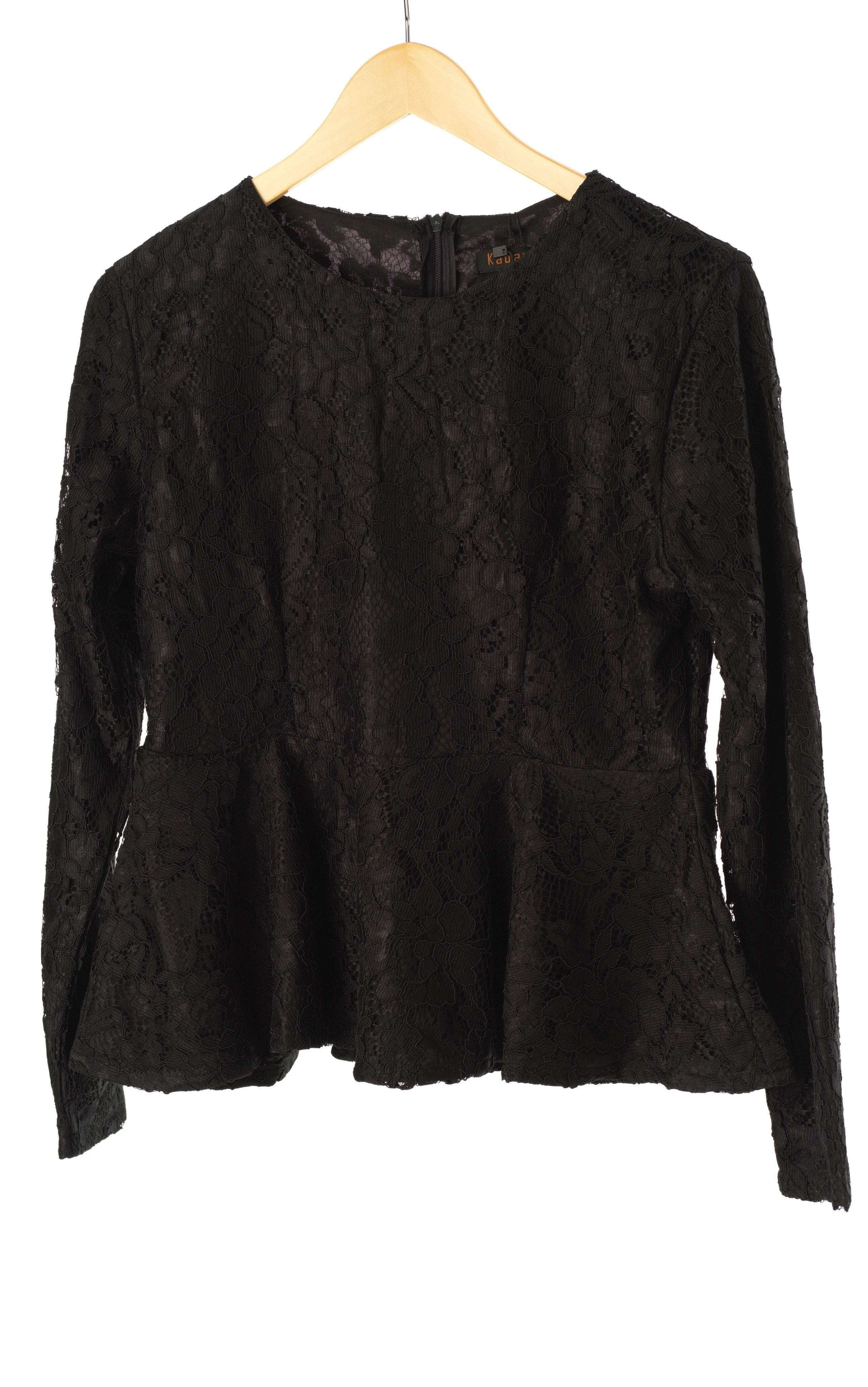 Black Lace Peplum Top Kabayare