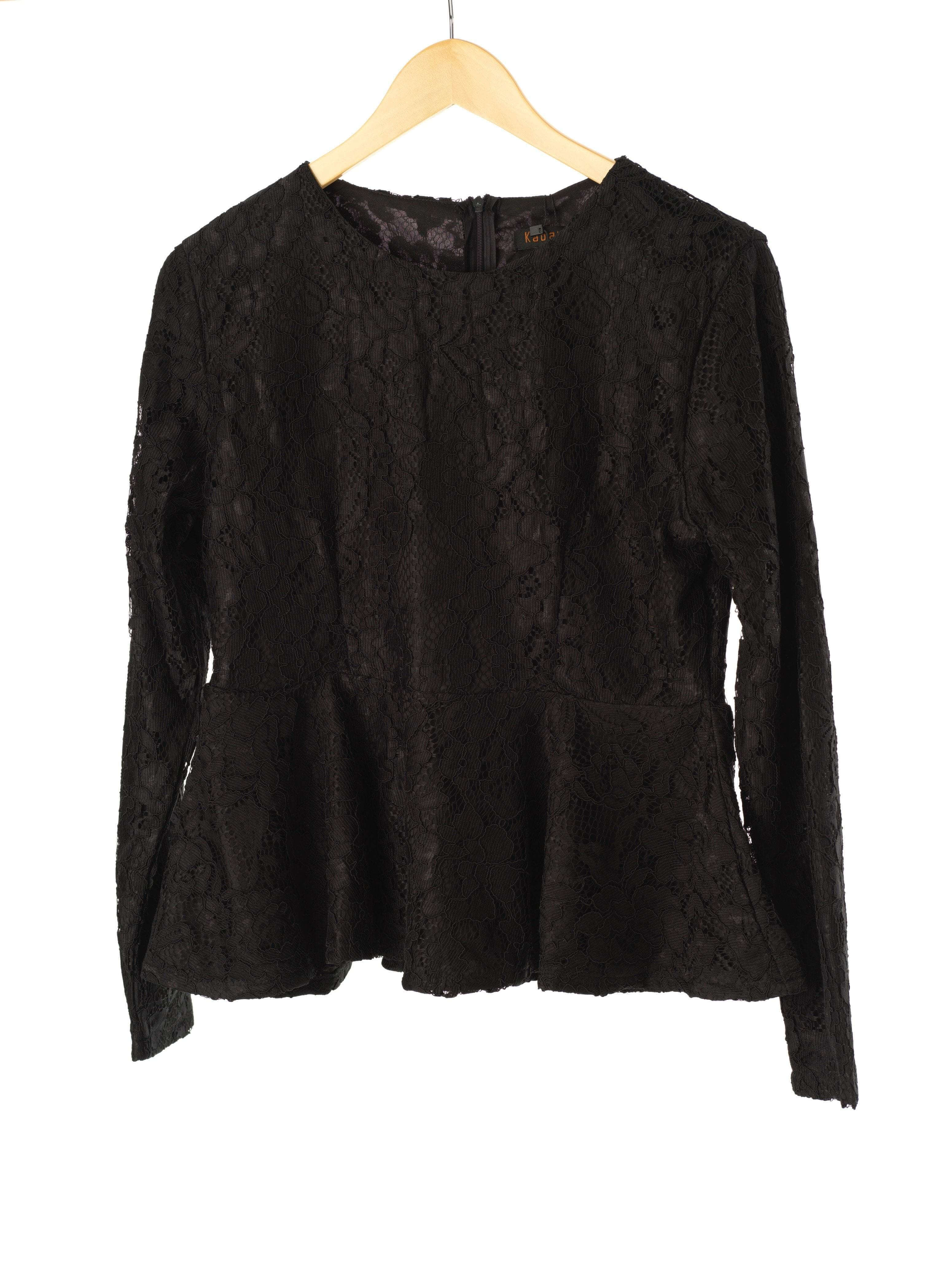 Black Lace Peplum Top Kabayare