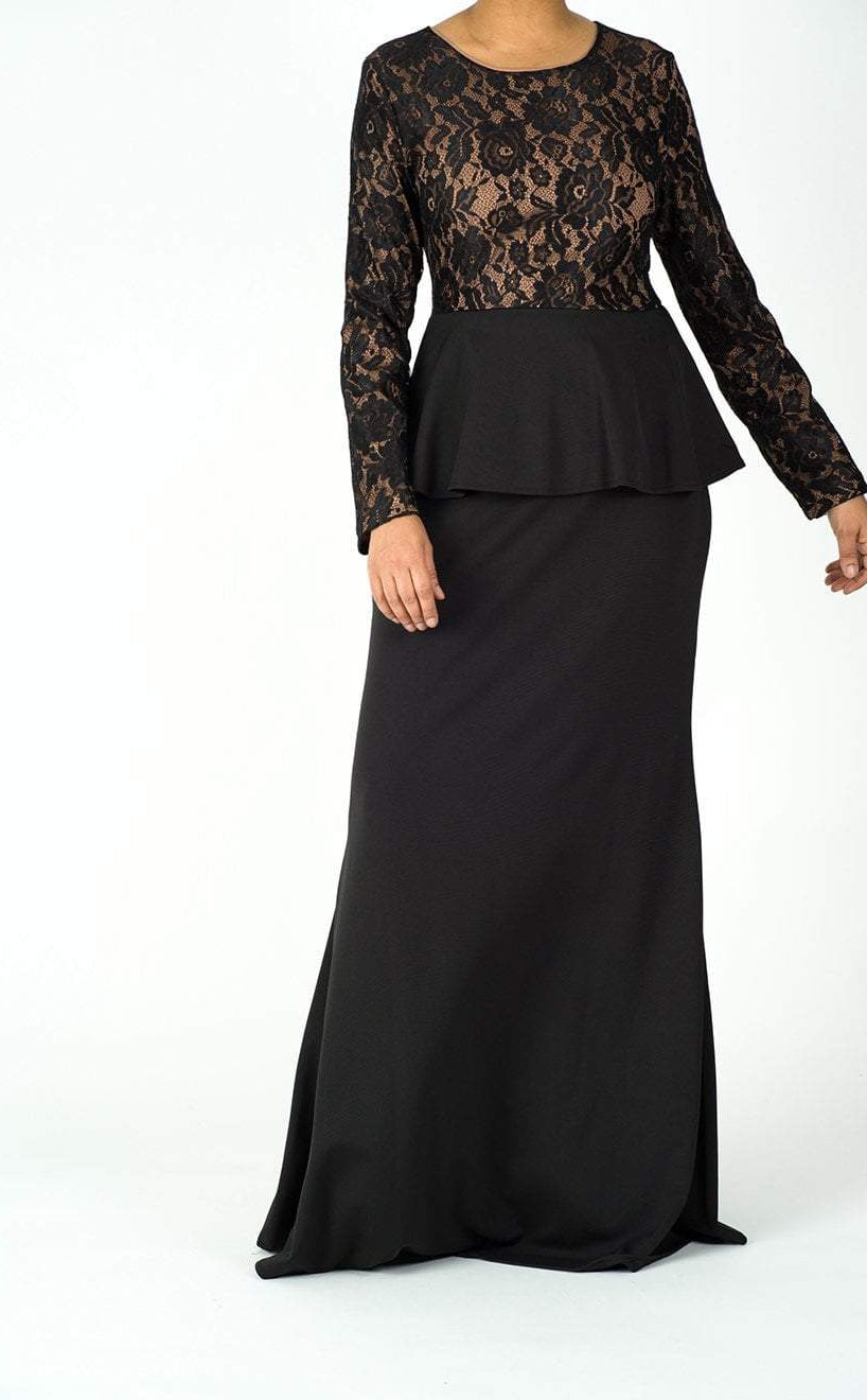 Black lace-top peplum dress Kabayare