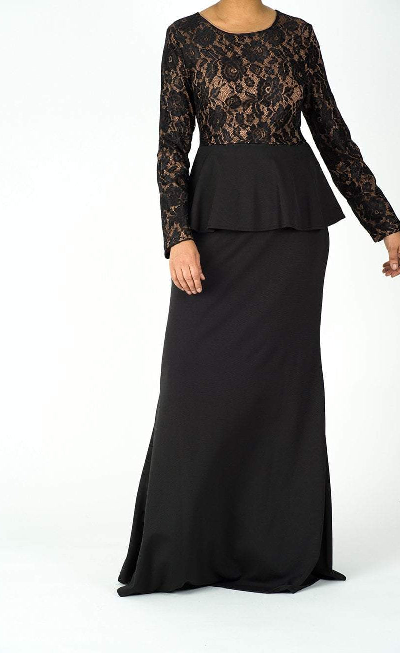 Black lace-top peplum dress Kabayare