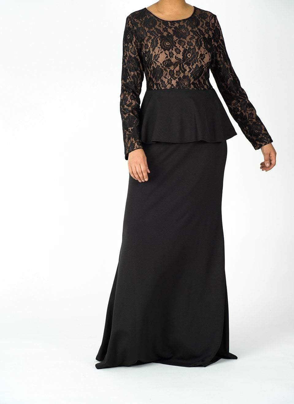 Black lace-top peplum dress Kabayare