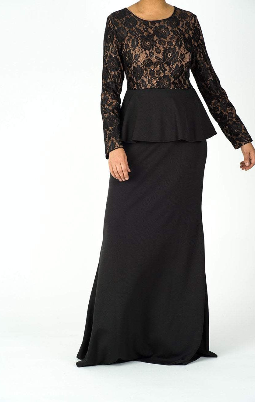 Black lace-top peplum dress Kabayare