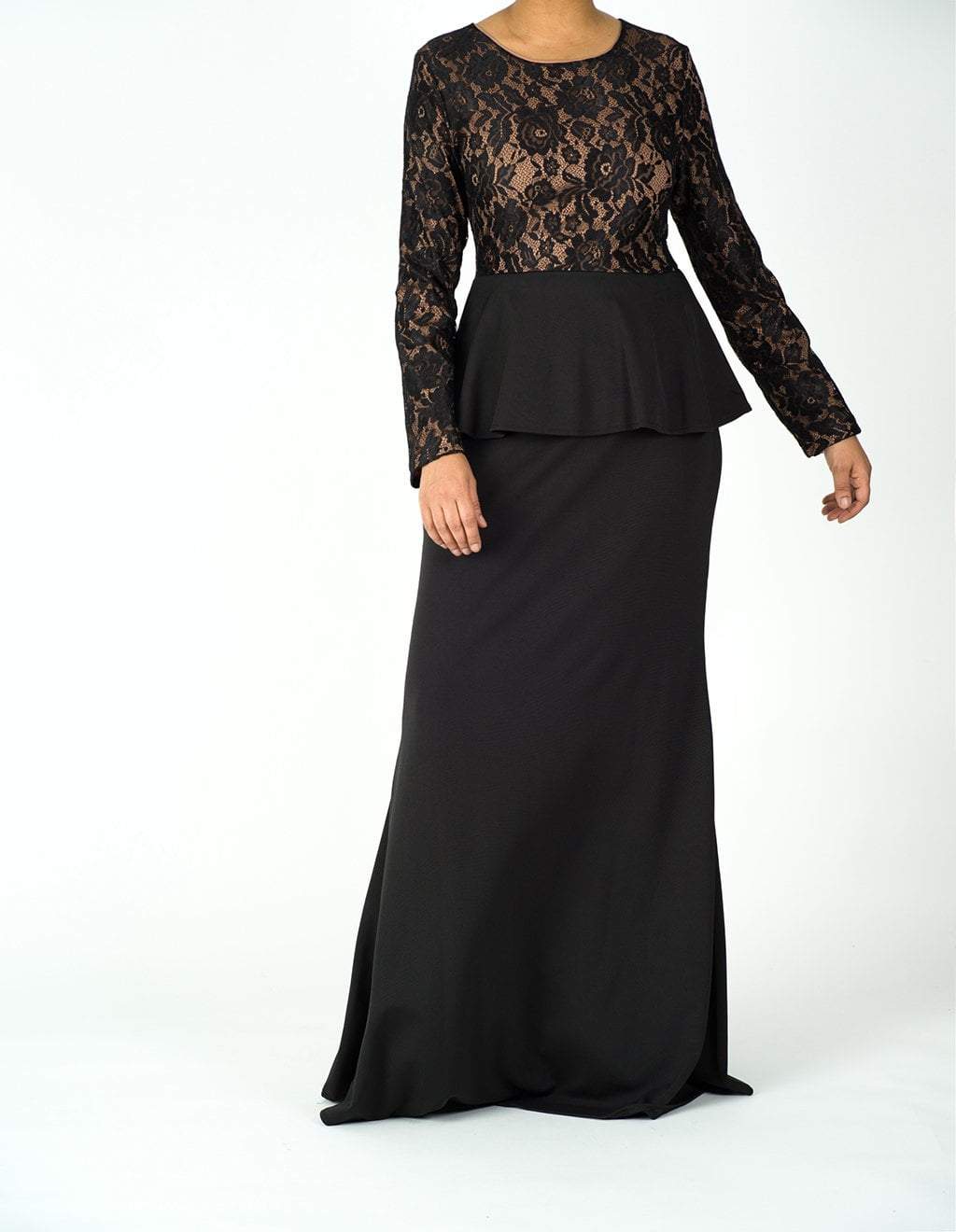 Black lace-top peplum dress Kabayare