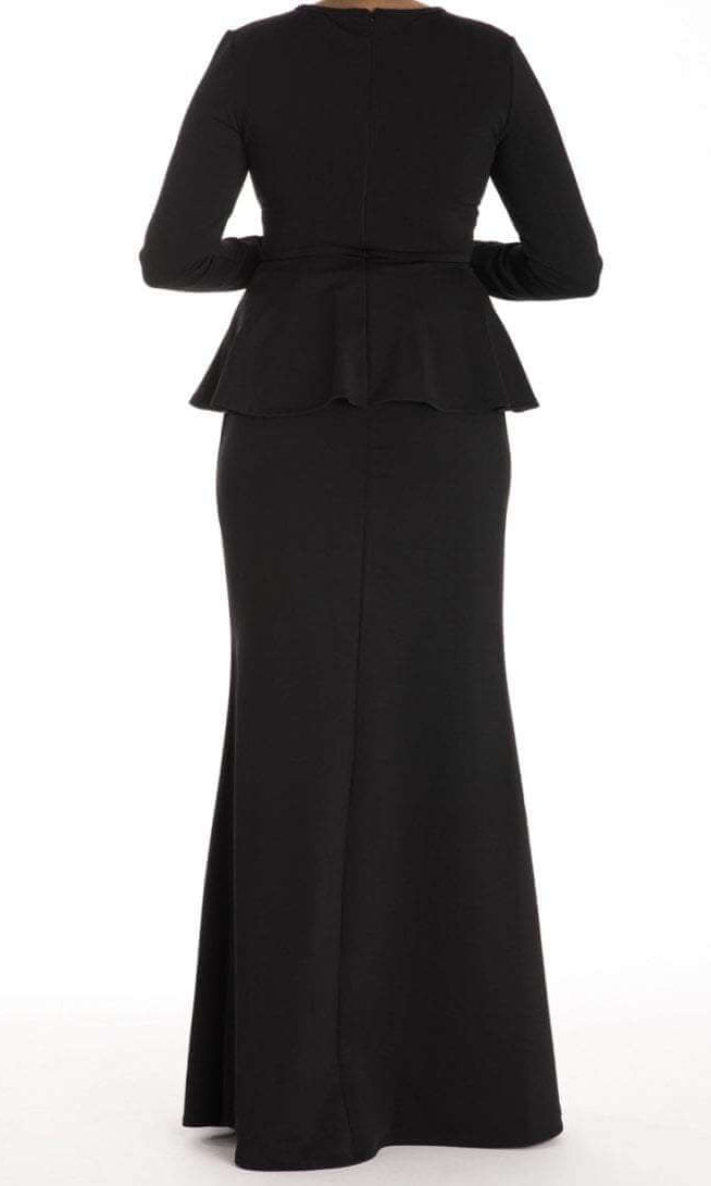 Black Long Sleeve Peplum Maxi Dress 2 Kabayare