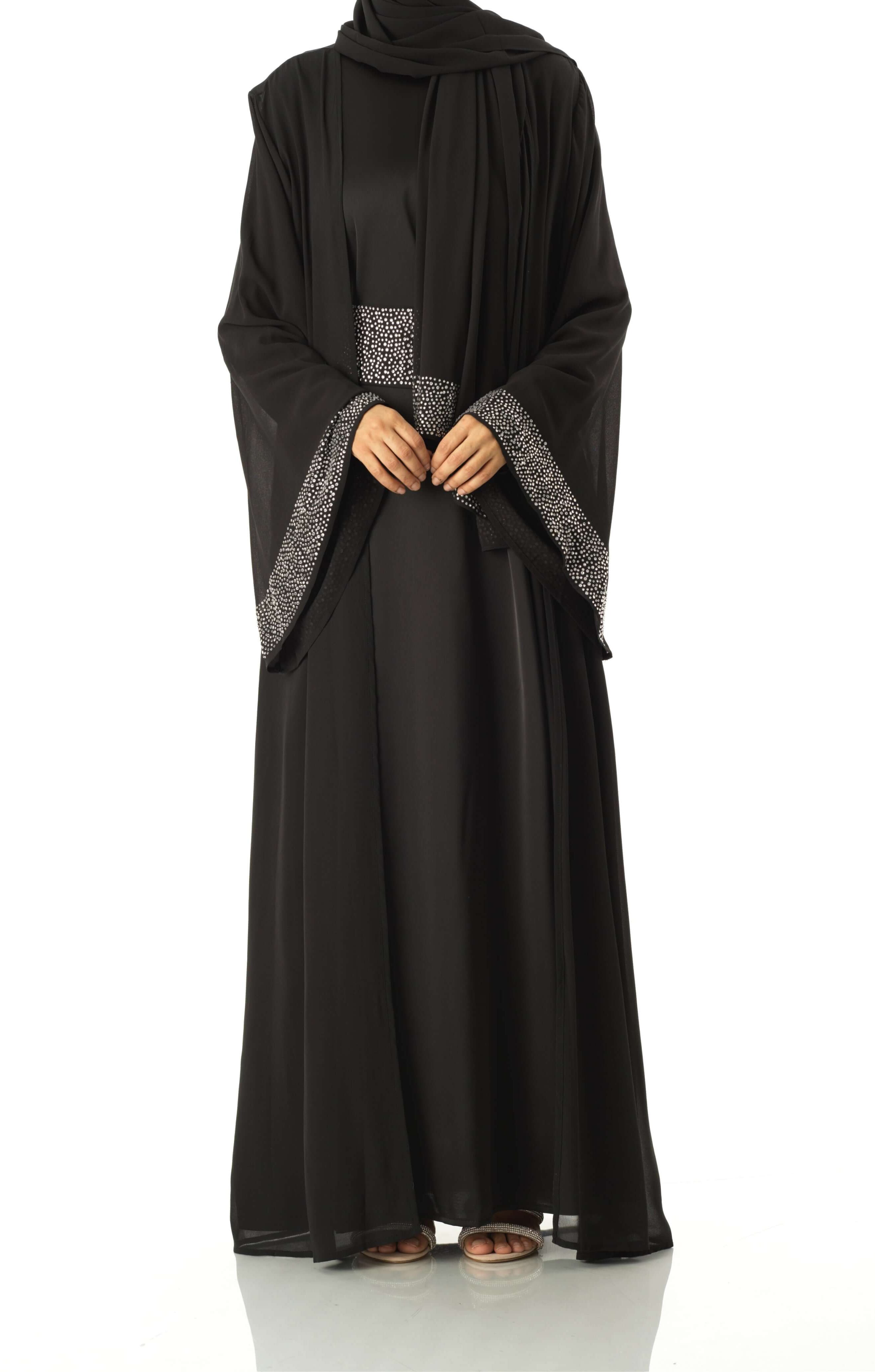 Black Manal kimono abaya 4 -piece set Kabayare