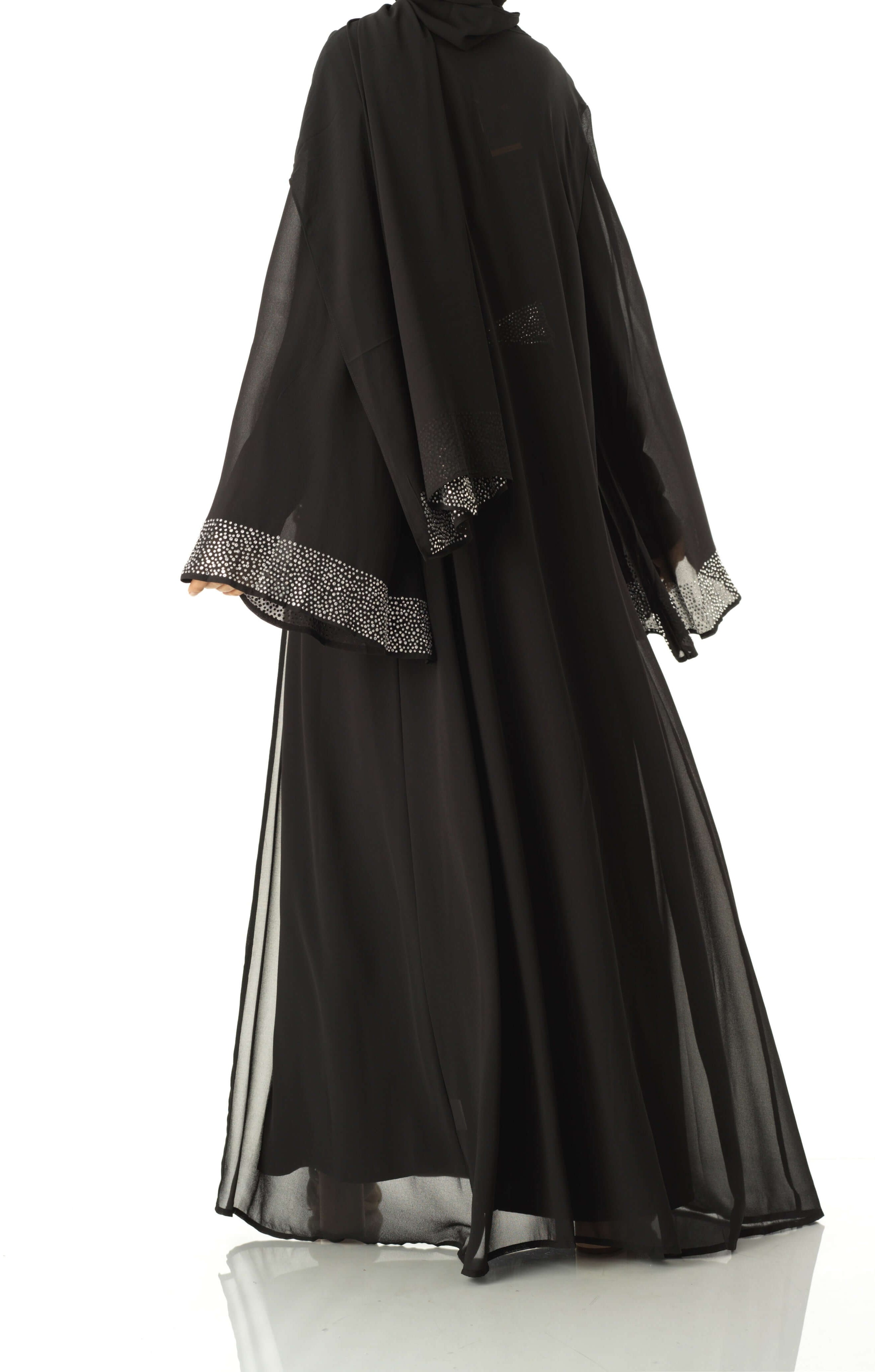 Black Manal kimono abaya 4 -piece set Kabayare