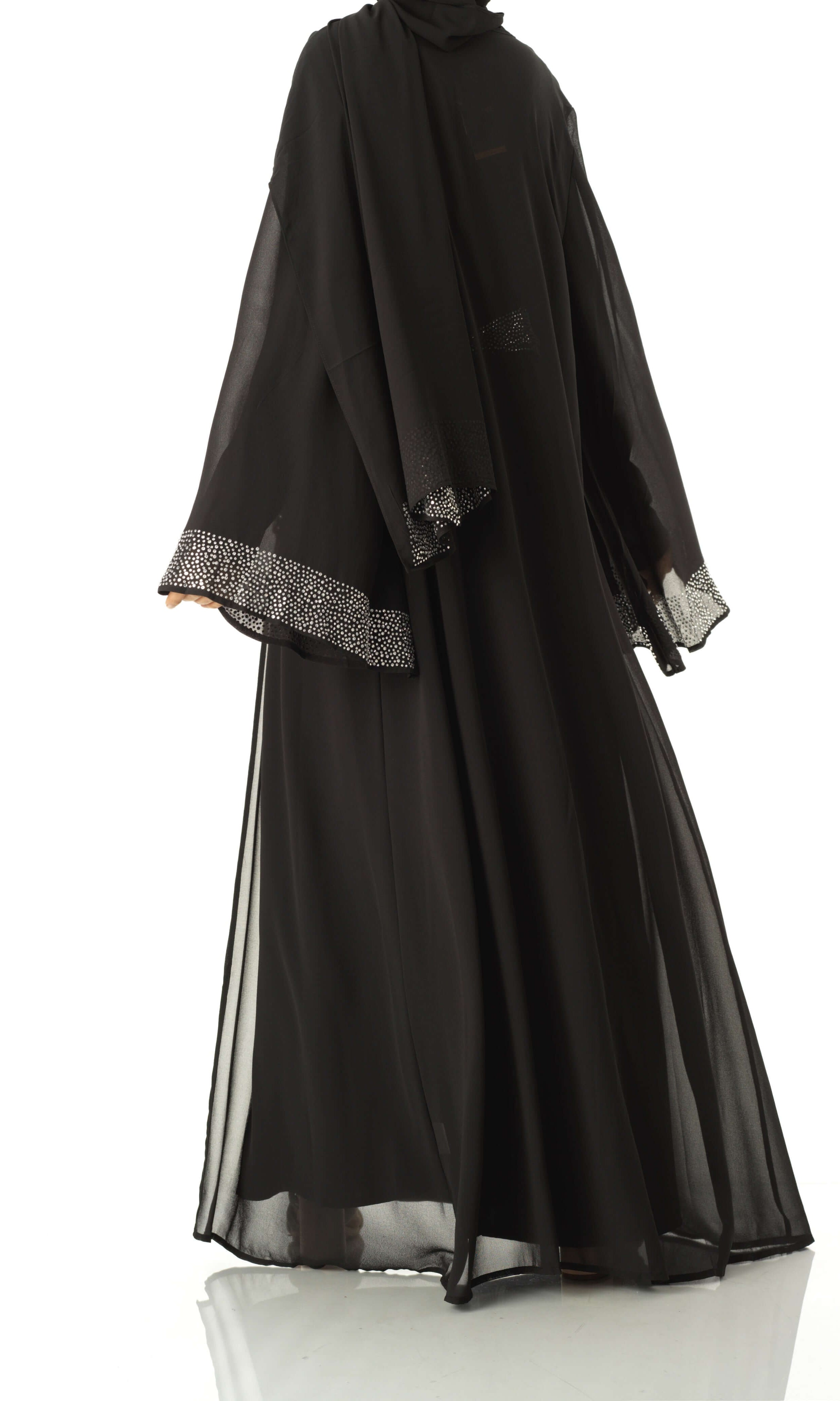 Black Manal kimono abaya 4 -piece set Kabayare