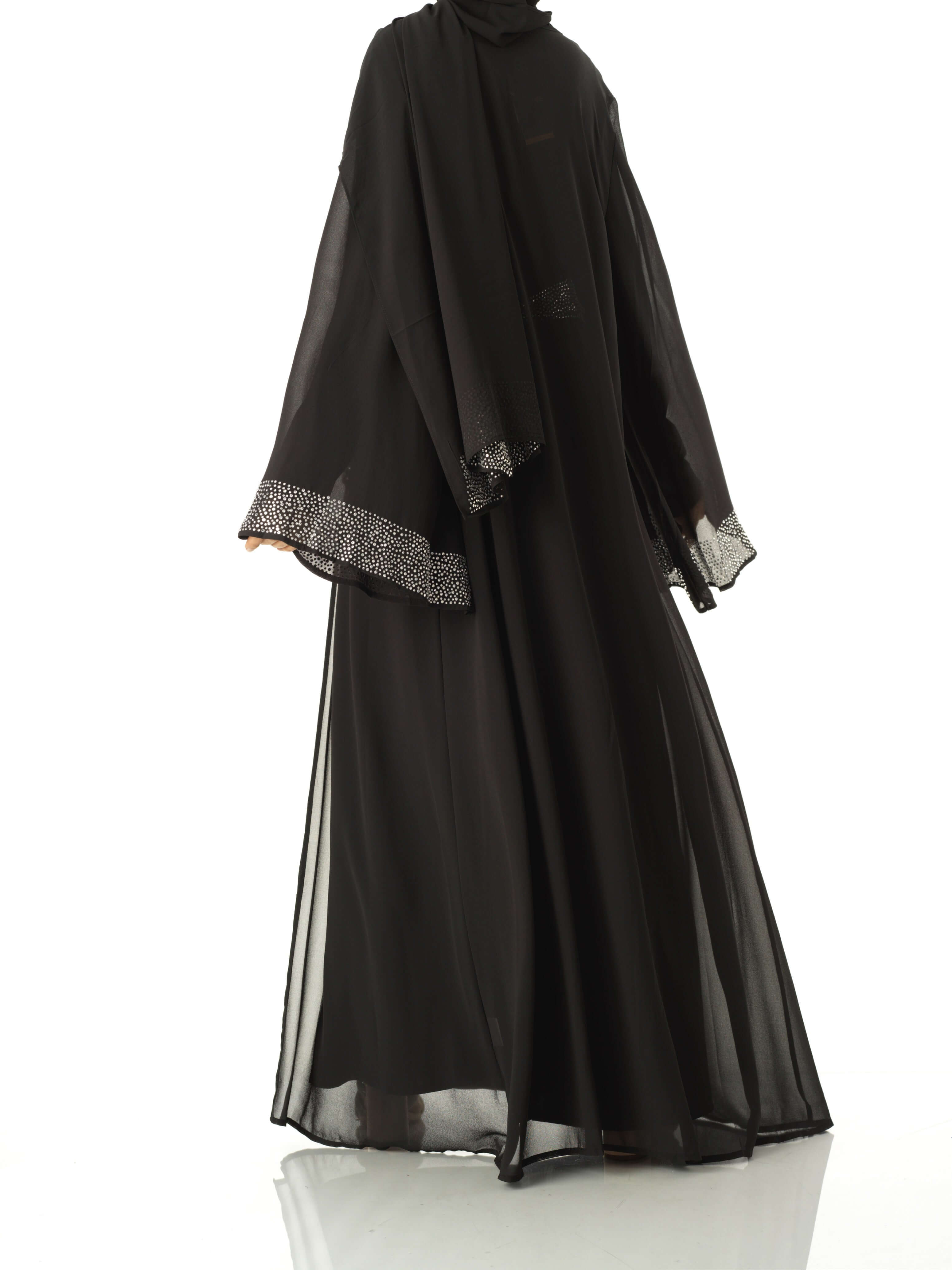 Black Manal kimono abaya 4 -piece set Kabayare