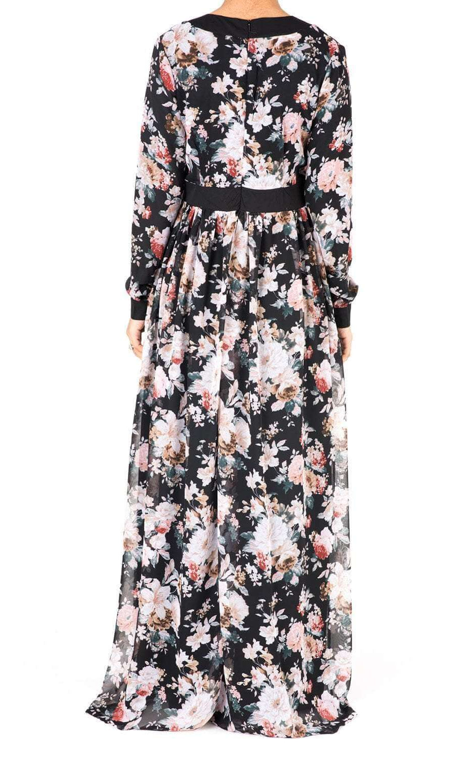 Black mixed media floral maxi dress Kabayare