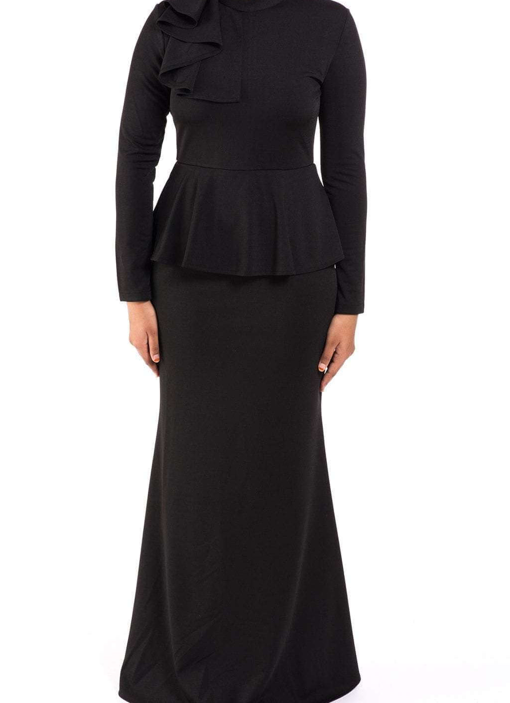 Black mock neck peplum dress Kabayare